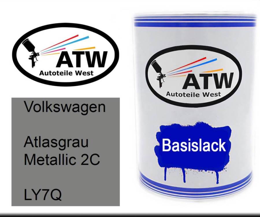 Volkswagen, Atlasgrau Metallic 2C, LY7Q: 500ml Lackdose, von ATW Autoteile West.